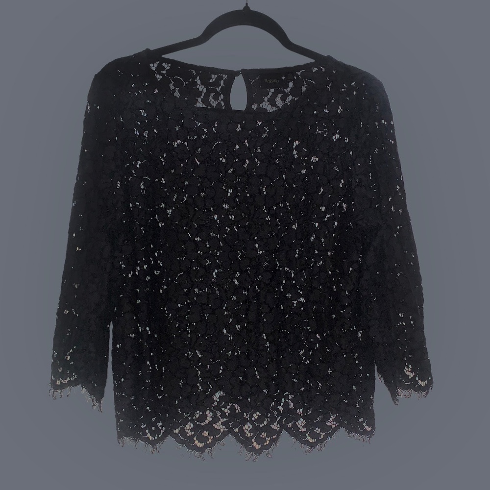 Black Lace ¾ Length Sleeve Top
